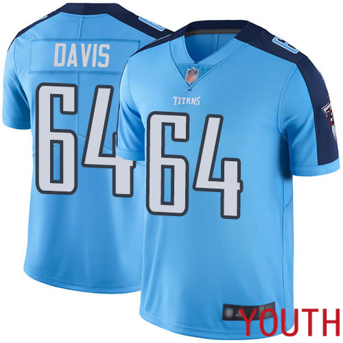 Tennessee Titans Limited Light Blue Youth Nate Davis Jersey NFL Football #64 Rush Vapor Untouchable->youth nfl jersey->Youth Jersey